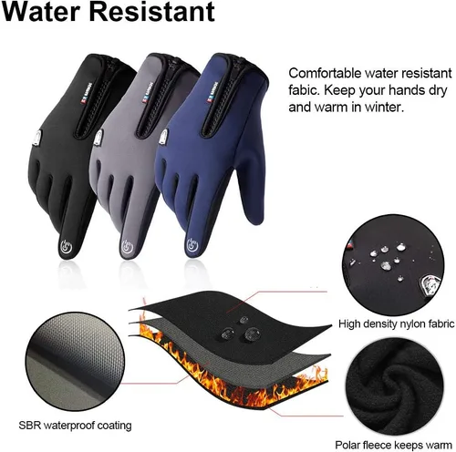 Vista 2 de Guantes de invierno para hombres y mujeres, guante térmico resistente al viento y al agua para clima frío, guantes con pantalla táctil para mantener