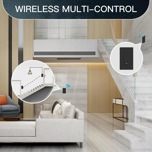 Vista 3 de MOES Interruptor de Luz Inteligente WiFi de 2da Generación, Interruptor de Pared 2.4GHz, Cable Neutro Requerido, Control Remoto por APP Smart Life