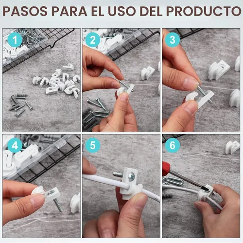 Vista 3 de Amyhill 20 Piezas Clips de Alambre Blancos para Estantes Clips de Bucle Hacia Abajo de Pared para Armarios Plástico Resistente Soporte de Estante