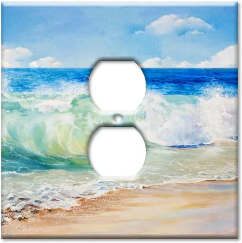 Vista 5 de Art Plates - Placa de interruptor de palanca doble - Placa decorativa de pared de metal con interruptor de luz de 2 cuadrillas - Pintura de playa