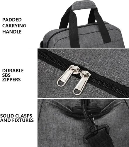 Vista 5 de Bolsa de gimnasio pequeña de 14 pulgadas para mujeres y hombres, mini bolsa de lona para viajes, deportes, bolsa de transporte ligera, color gris
