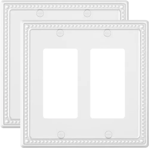 Vista 64 de Paquete de 2 cubiertas de placa de interruptor de luz de doble palanca, cubiertas decorativas de placa de doble interruptor Pearls, placa de pared