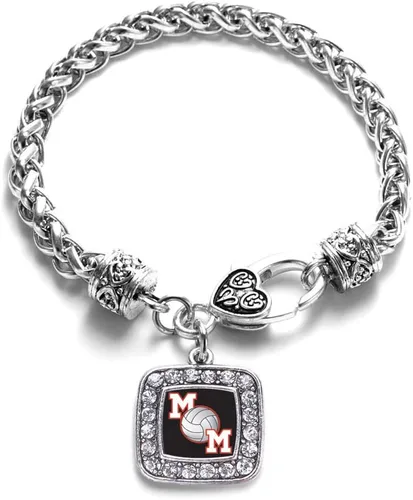 Vista 178 de Pulsera de dijes cuadrados de plata con joyería de circonita cúbica