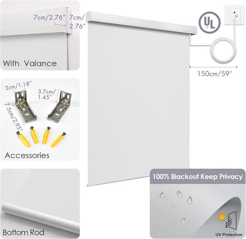 Vista 4 de Graywind Persianas enrollables opacas inteligentes compatibles con la aplicación remota Alexa Google, control de voz, persianas motorizadas