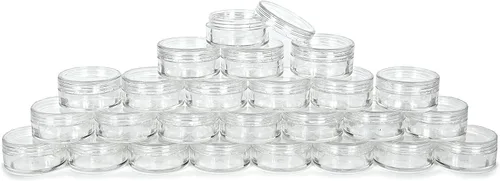 Vista 4 de 25 frascos de plástico transparentes Vivaplex, 0.35 onzas, contenedores cosméticos, con tapas