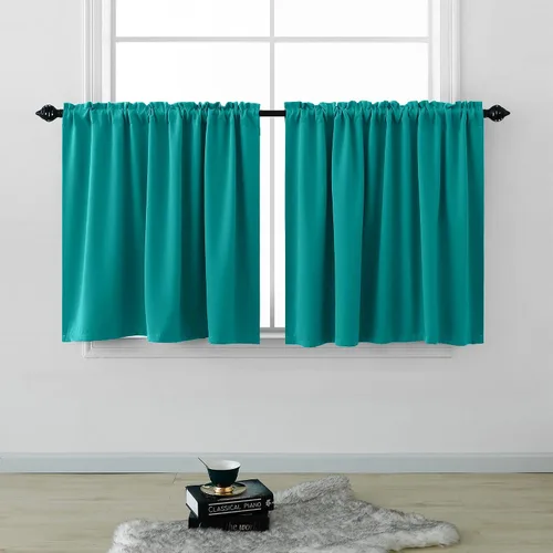 Vista 38 de Cortinas de café KOUFALL de 18 x 24 pulgadas para tratamientos de ventanas pequeñas, niveles de cortinas bohemias opacas para ventanas de RV y Beige