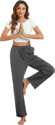 Vista 4 de DIBAOLONG Pantalones deportivos para mujer, holgados, cómodos, informales, de pierna ancha, con cordón, cintura alta, pantalones de pijama
