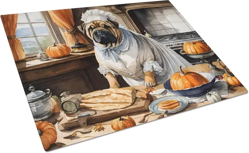 Vista 51 de Caroline's Treasures DAC1720LCB Affenpinscher - Tabla de cortar de vidrio con calabazas para cocina de otoño, grande, decorativa, de vidrio
