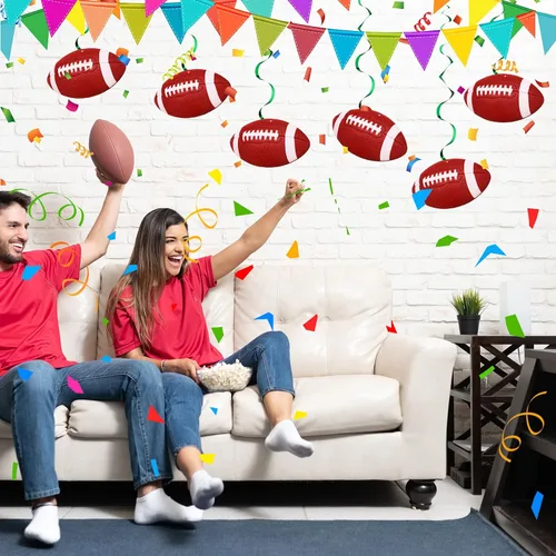 Vista 6 de 24 piezas de decoraciones de fiesta de fútbol de 7.9 pulgadas, remolinos colgantes de fútbol, suministros para fiestas de fútbol, remolinos