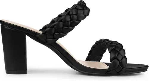 Vista 7 de Allegra K Women's Braided Heeled Slip on Chunky Heel Slide Sandals