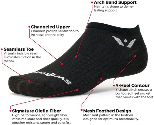 Vista 2 de Swiftwick - Calcetines para correr y ciclismo ASPIRE ZERO