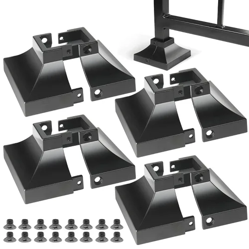 Vista 10 de Paquete de 4 cubiertas de base de poste de cubierta de aleación de aluminio (base de poste de 1 x 1 pulgada x 3.35 pulgadas), para pasamanos, Blanco