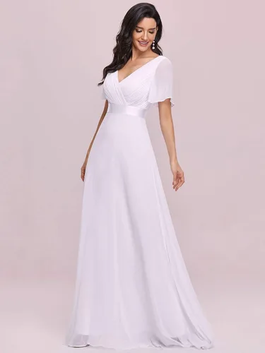 Vista 5 de Ever-Pretty - Vestido largo de noche, con cuello en V y manga corta para mujer, 09890
