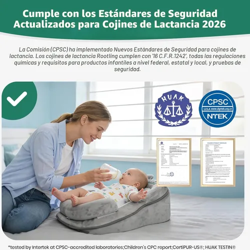 Vista 2 de Rootling - Almohada de alimentación para bebé, almohada de alimentación antidesbordamiento para reducir la saliva, almohada de lactancia