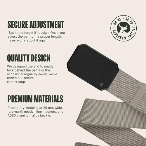 Vista 2 de Groove Life - Cinturón de nailon elástico para hombre con hebilla magnética de aluminio