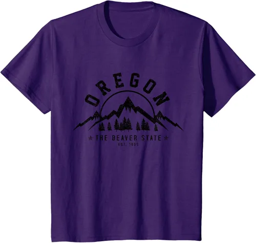Vista 17 de Oregon The Beaver State Est. 1859 Vintage Mountains - Camiseta de regalo, gris, S