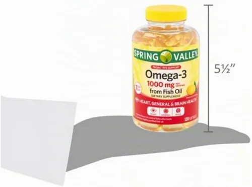 Vista 4 de Spring Valley Omega-3 de aceite de pescado, 1000 mg, 120 unidades + adhesivo STS.