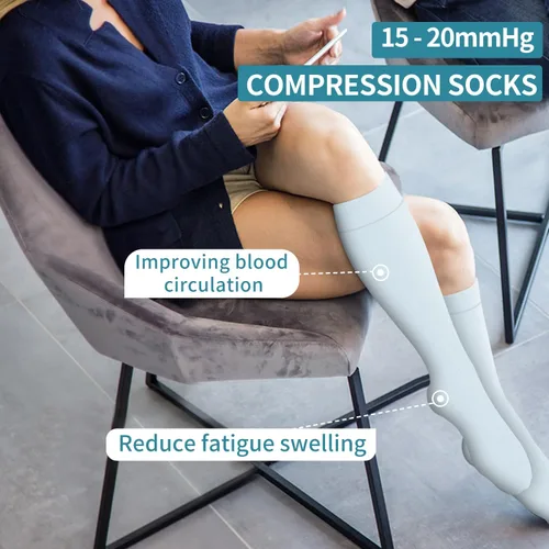 Vista 2 de Calcetines de compresión para mujeres y hombres (3 pares) El mejor apoyo para enfermeras, correr, senderismo, recuperación y calcetines de vuelo