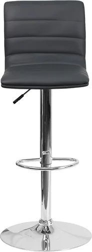 Vista 5 de Flash Funiture silla de bar ajustable con base cromada, Vinilo, Gris