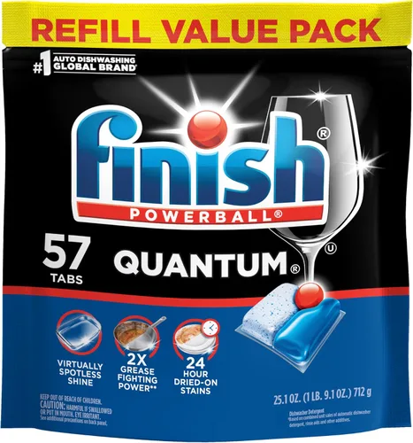 Vista 10 de Finish Quantum Cápsulas para lavavajillas, sin enjuague previo, detergente para lavavajillas, elimina las manchas y la grasa seca 24 horas, dejando