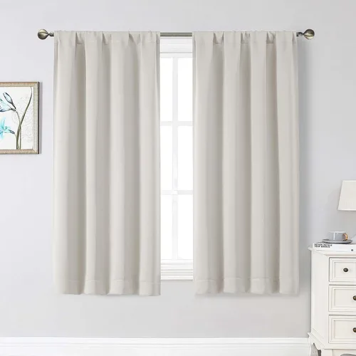 Vista 42 de Cortinas opacas para dormitorio, sala de estar, juego de 2 paneles de 54 pulgadas de largo, cortinas de oscurecimiento de habitación con aislamiento