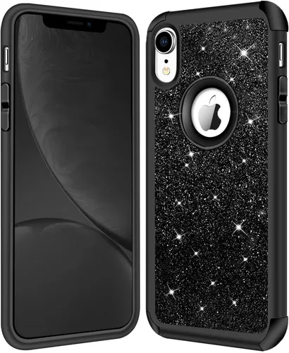 Vista 6 de Hython Compatible con Funda para iPhone XR, Protector Defensor de Cuerpo Completo de Servicio Pesado con Purpurina Brillante Reluciente, Carcasa