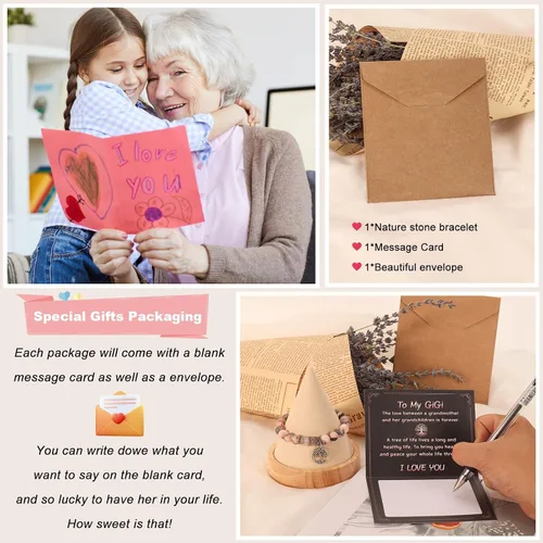 Vista 6 de Yeshen Regalos para tía, mamá, mamá, gigi, abuela, mimi, nana, hermana, mejor amiga, sobrina, madrina, novia, esposa, alma gemela, pulsera de piedra