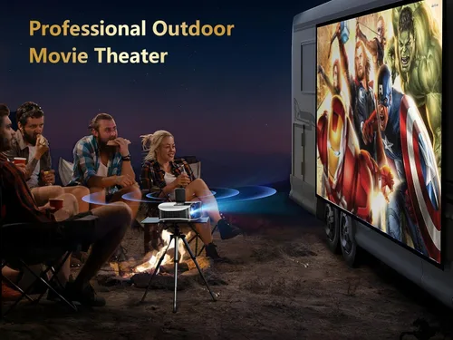 Vista 6 de GooDee Proyector inteligente 4K con WiFi 5G y Bluetooth, aplicaciones integradas, Dolby Audio, proyector exterior 800ANSI, proyector de cine en casa