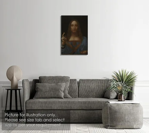Vista 2 de Get Custom Art Leonardo Da Vinci - Salvator Mundi, Canvas Art Print Wall Decor - 12x18 Inches