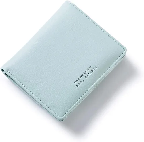 Vista 12 de Carteras para Mujeres Pequeña Billetera de Cuero Bifold de Bolsillo para Damas Mini Monedero Corto Azul