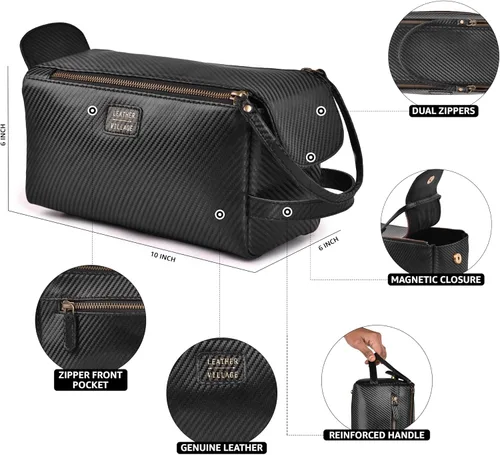 Vista 4 de LEATHER VILLAGE Kit Dopp 2, Negro carbón