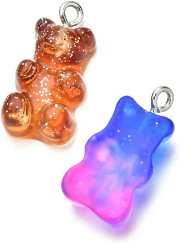 Vista 2 de Encantos de oso de bricolaje gomosa,Colgantes lindos del encanto del oso,Dibujos animados oso llaveros collar encanto lindo pulsera accesorios