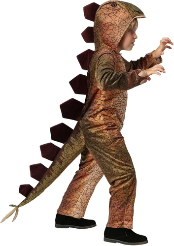 Vista 2 de Disfraz de dinosaurio de estegosaurio espinoso para niños, Marrón