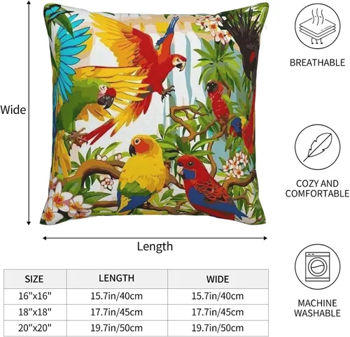 Vista 4 de ChangQingArt Fundas de almohada de lino y algodón de 18 x 18 pulgadas, fundas de cojín cuadradas para sofá cama