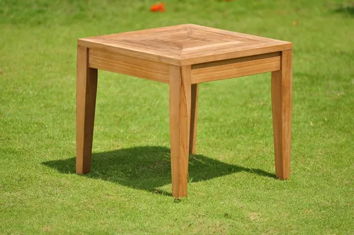 Vista 2 de Juego de comedor de madera de teca de 2 plazas, 3 piezas: mesa auxiliar cuadrada Noida de 2 plazas y 2 sillas de brazo Devon/Capitán #TSDSDVd