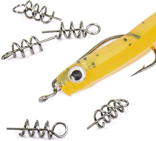 Vista 5 de BESPORTBLE 50 Uds. Cerradura de pesca al aire libre Aguja fija Ganchos de manivela Señuelo suave Herramientas de pesca Bait Keeper Pin central Worms