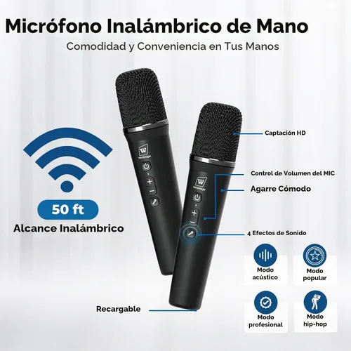 Vista 5 de Amplificador de voz de 70 W con 2 micrófonos de mano inalámbricos