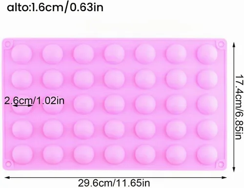 Vista 5 de 35 moldes de silicona semi esfera mini cavidad caramelo