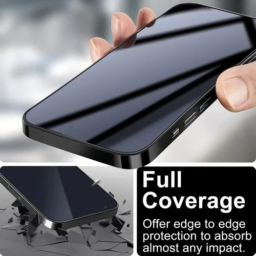 Vista 4 de TECHO Protector de pantalla de privacidad compatible con iPhone 14 Pro Max película de vidrio templado (cobertura completa de borde a borde)
