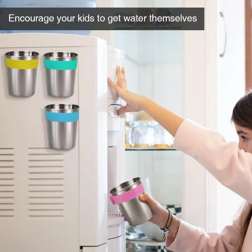 Vista 3 de SOPHICO Vasos colgantes magnéticos para niños pequeños y adultos, taza colgante en el refrigerador o enfriadores de agua, para bebedores