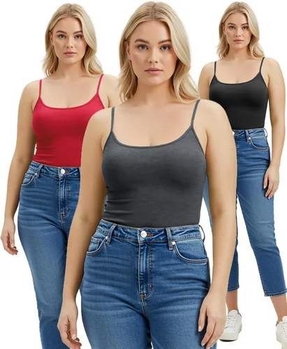 Vista 262 de Emmalise Camisola larga casual básica para mujer, con tirantes ajustables, top en capas
