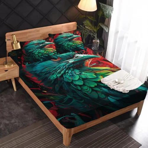 Vista 17 de Juego de sábanas de tamaño King, sábanas de conejo, sábanas de microfibra y fundas de almohada de 4 piezas, juego de sábanas con estampado colorido