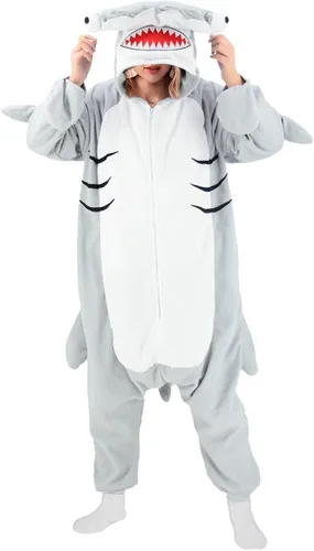 Vista 4 de LZBXBXDA Pijama de tiburón de martillo para adultos, disfraz de animal para Halloween, ropa para el hogar, para hombres y mujeres