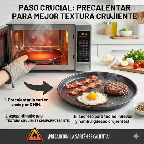 Vista 4 de MACONEE Sartén Crisper Universal para Microondas de 12 pulgadas/Utensilios de Cocina para Microondas Plato Crujiente Sartén, Cocina para Microondas