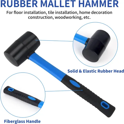 Vista 3 de Herramienta fijadora de huecos de piso para reparación de huecos de piso laminado, incluye ventosa y maza, kit azul
