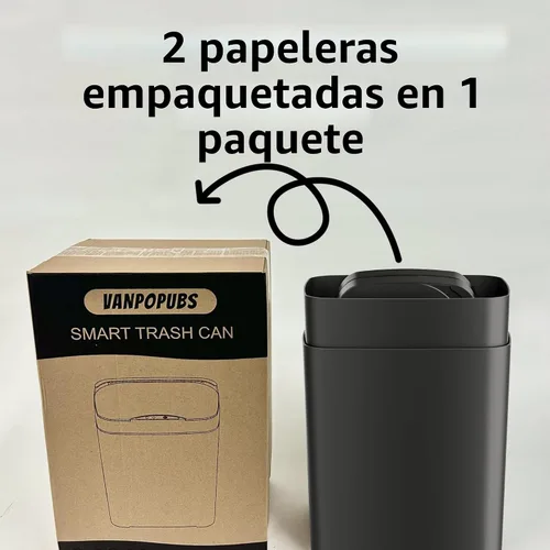 Vista 7 de Vanpopubs Paquete de 2 Botes de Basura de Baño de 2.7 Galones con Tapa, Bote de Basura Automático Pequeño Inteligente sin Contacto, Sensor