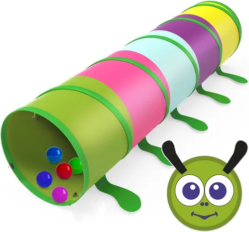 Vista 9 de WER Tienda de campaña de túnel de juego para niños, oruga, túnel emergente para niñas, niños, tubo de juguete para gatear al aire libre e