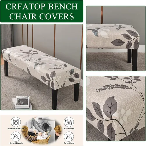 Vista 3 de CRFATOP 4 Piezas de Fundas Elásticas para Silla de Comedor con Funda para Banco Fundas Impresas para Silla de Comedor Fundas para Cojín de Asiento