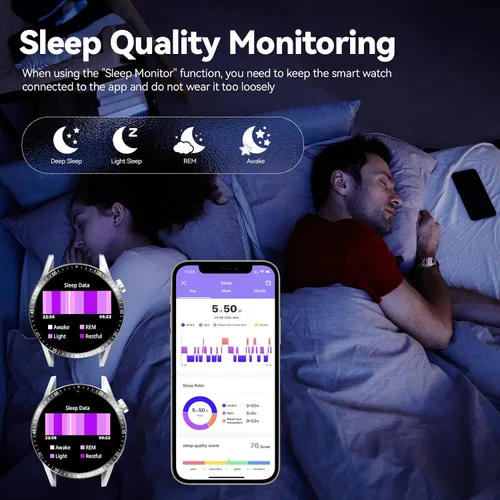 Vista 6 de Reloj inteligente para hombre con respuesta/hacer llamadas, 1.39 pulgadas HD siempre pantalla reloj de seguimiento de fitness con 190 modos