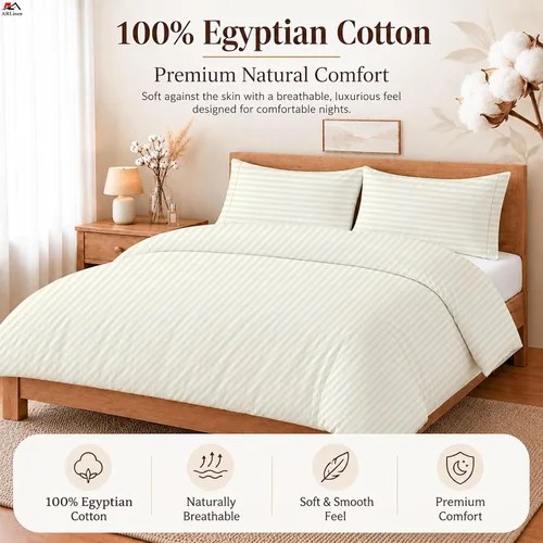 Vista 105 de ARlinen Juego de funda de edredón de tamaño individual, 100% algodón egipcio, juego de ropa de cama de 3 piezas con cierre de cremallera, incluye 1